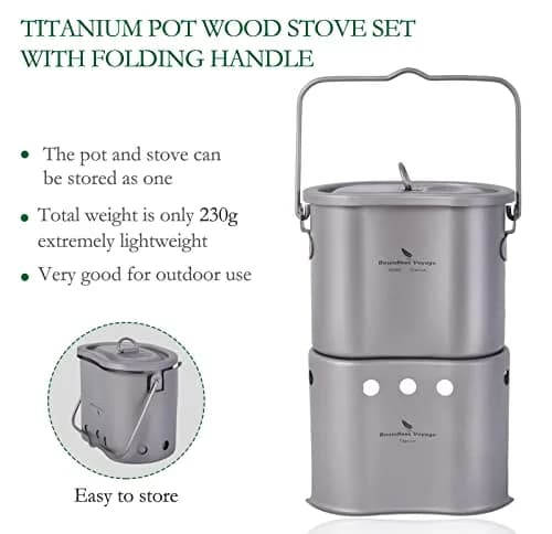 Boundless Voyage Titanium Pot with Wood Stove Set 800ml | Ultralight Camping Cookware thumbnail 7