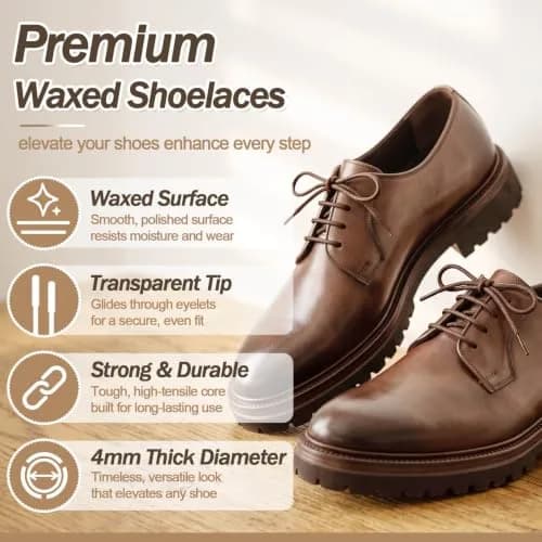 YFINE Waxed Round Shoe Laces: 39" Dark Grey Oxford Shoelaces for Dress Shoe | Durable, Moisture-Resistant, Unisex thumbnail 3