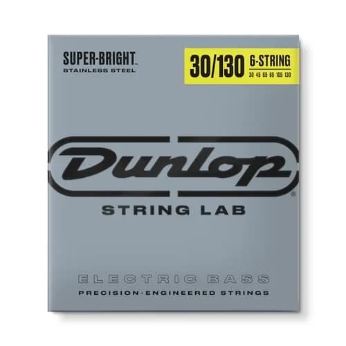 Jim Dunlop Super Bright Stainless Steel Bass Strings 30-130 | 6-String Set | 0.14 kg (0.33 lb) thumbnail 1