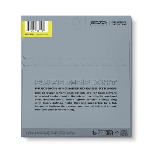 Jim Dunlop Super Bright Stainless Steel Bass Strings 30-130 | 6-String Set | 0.14 kg (0.33 lb) thumbnail 7