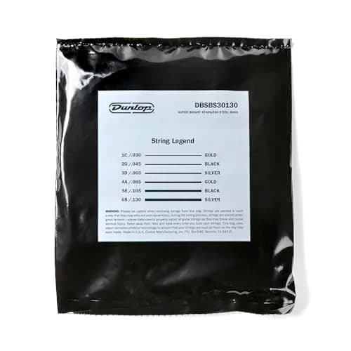 Jim Dunlop Super Bright Stainless Steel Bass Strings 30-130 | 6-String Set | 0.14 kg (0.33 lb) thumbnail 8