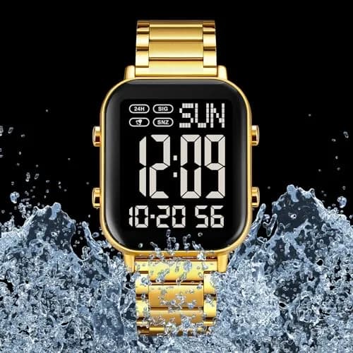 Gosasa Digital Unisex Waterproof Watch 33mm Square Rose Gold | Multifunctional & Stylish thumbnail 5