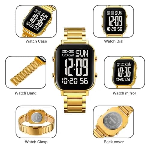 Gosasa Digital Unisex Waterproof Watch 33mm Square Rose Gold | Multifunctional & Stylish thumbnail 7