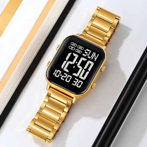 Gosasa Digital Unisex Waterproof Watch 33mm Square Rose Gold | Multifunctional & Stylish thumbnail 4
