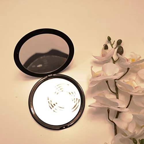 VrHere MirriM Makeup Pocket Mirror 4" Diameter | 10x Magnification & Plain Mirror, Black thumbnail 5