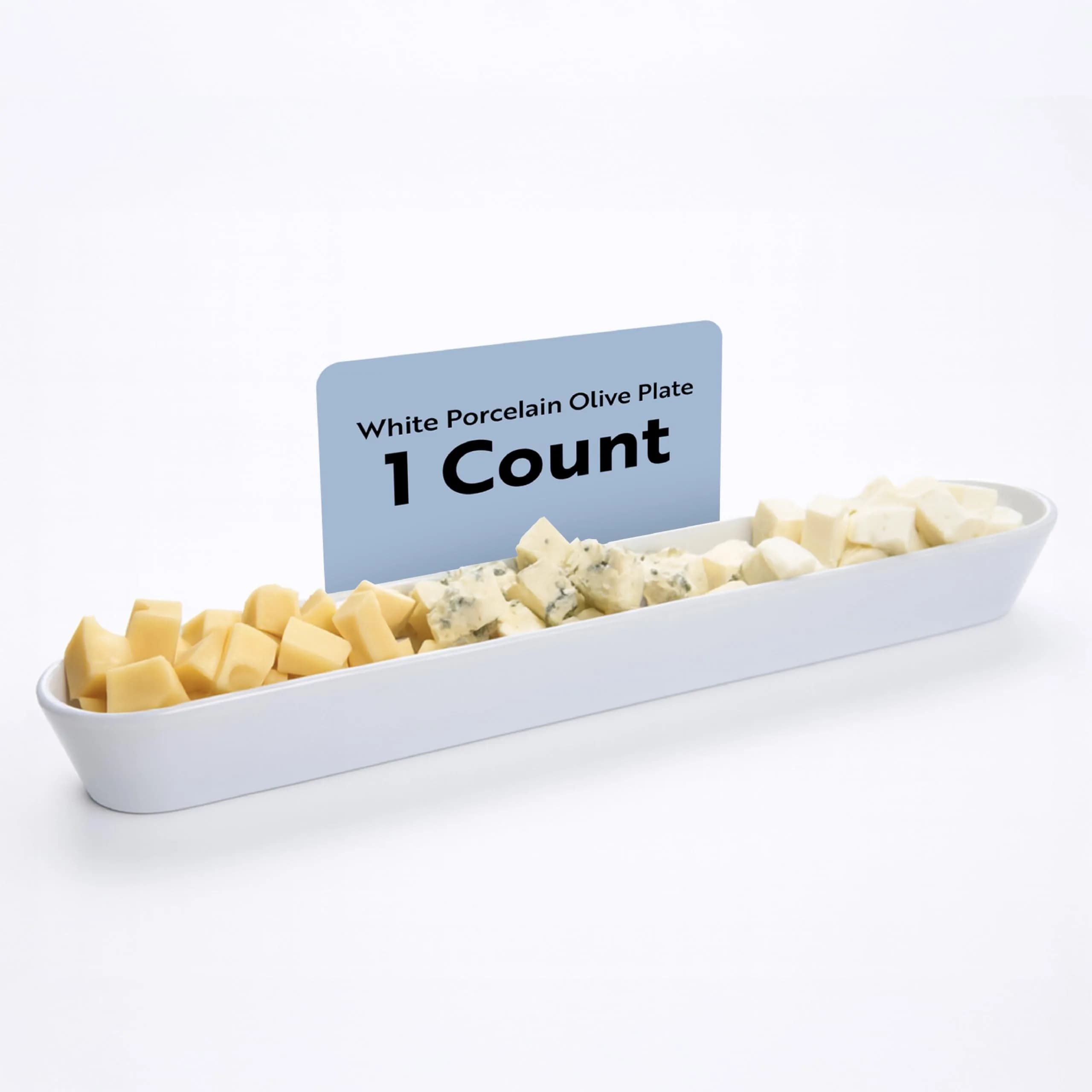 Restaurantware Siluro 16.3 Inch Olive Tray | Modern White Porcelain Serving Plate - main product image