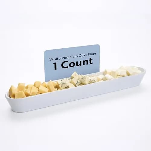 Restaurantware Siluro 16.3 Inch Olive Tray | Modern White Porcelain Serving Plate thumbnail 1