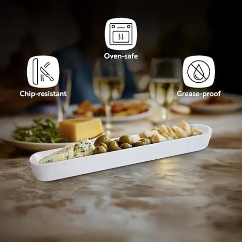 Restaurantware Siluro 16.3 Inch Olive Tray | Modern White Porcelain Serving Plate thumbnail 4