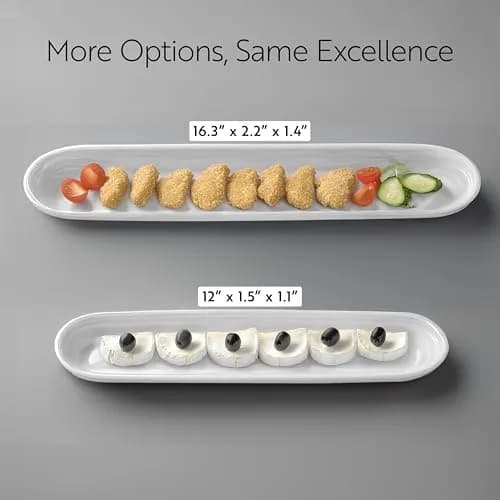 Restaurantware Siluro 16.3 Inch Olive Tray | Modern White Porcelain Serving Plate thumbnail 5