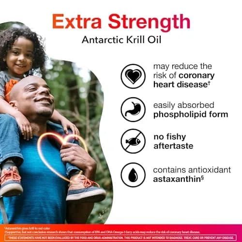 MegaRed Antarctic Krill Oil 500mg Omega 3 Fatty Acid Supplement, Extra Strength EPA & DHA Krill Oil Softgels (90 Count) thumbnail 2