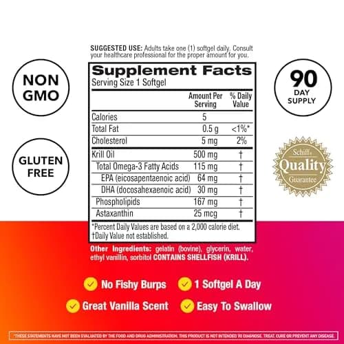 MegaRed Antarctic Krill Oil 500mg Omega 3 Fatty Acid Supplement, Extra Strength EPA & DHA Krill Oil Softgels (90 Count) thumbnail 3