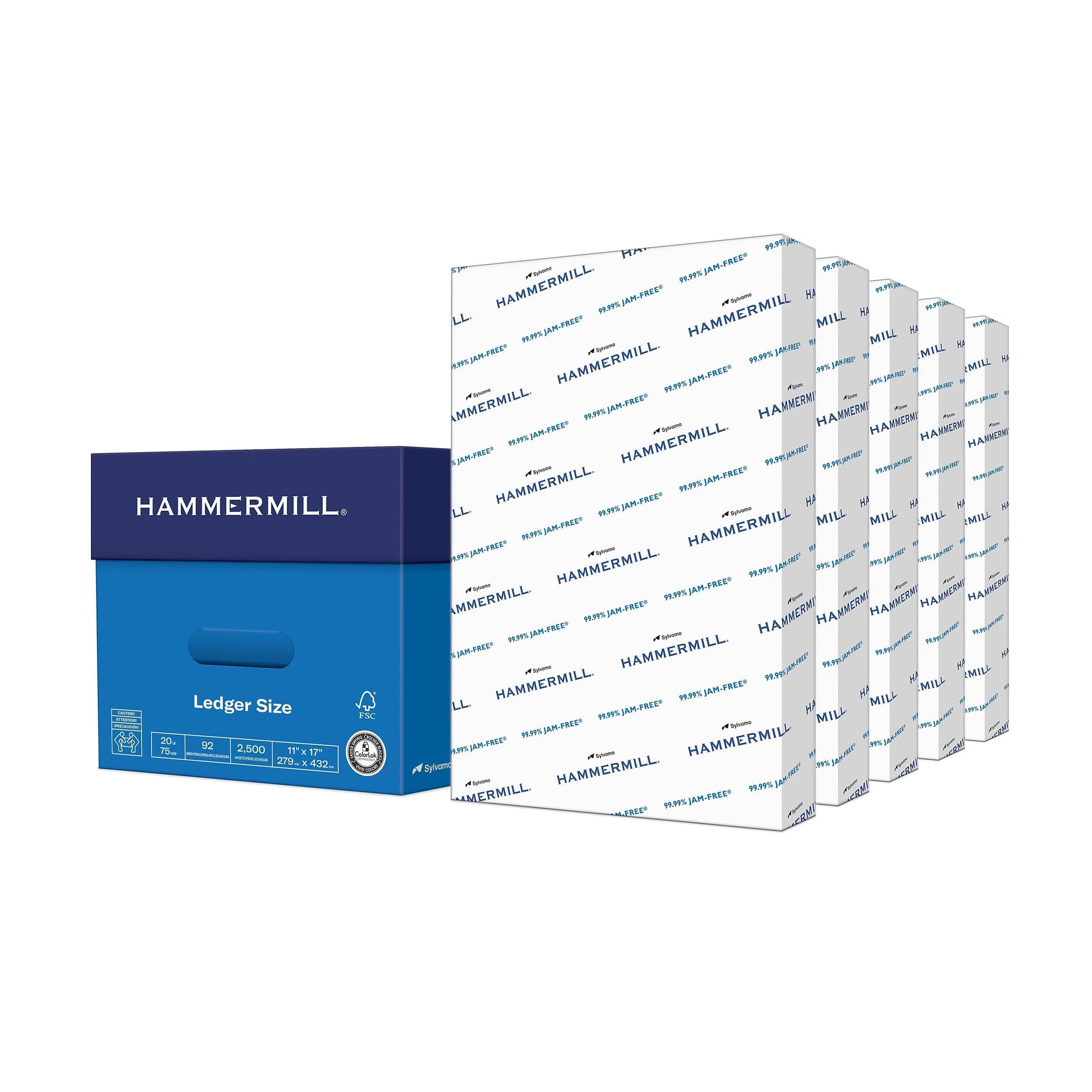 Hammermill Printer Paper, 20 lb Copy Paper, 11 x 17-5 Ream (2,500 Sheets) | 92 Bright, Jam-Free - main product image