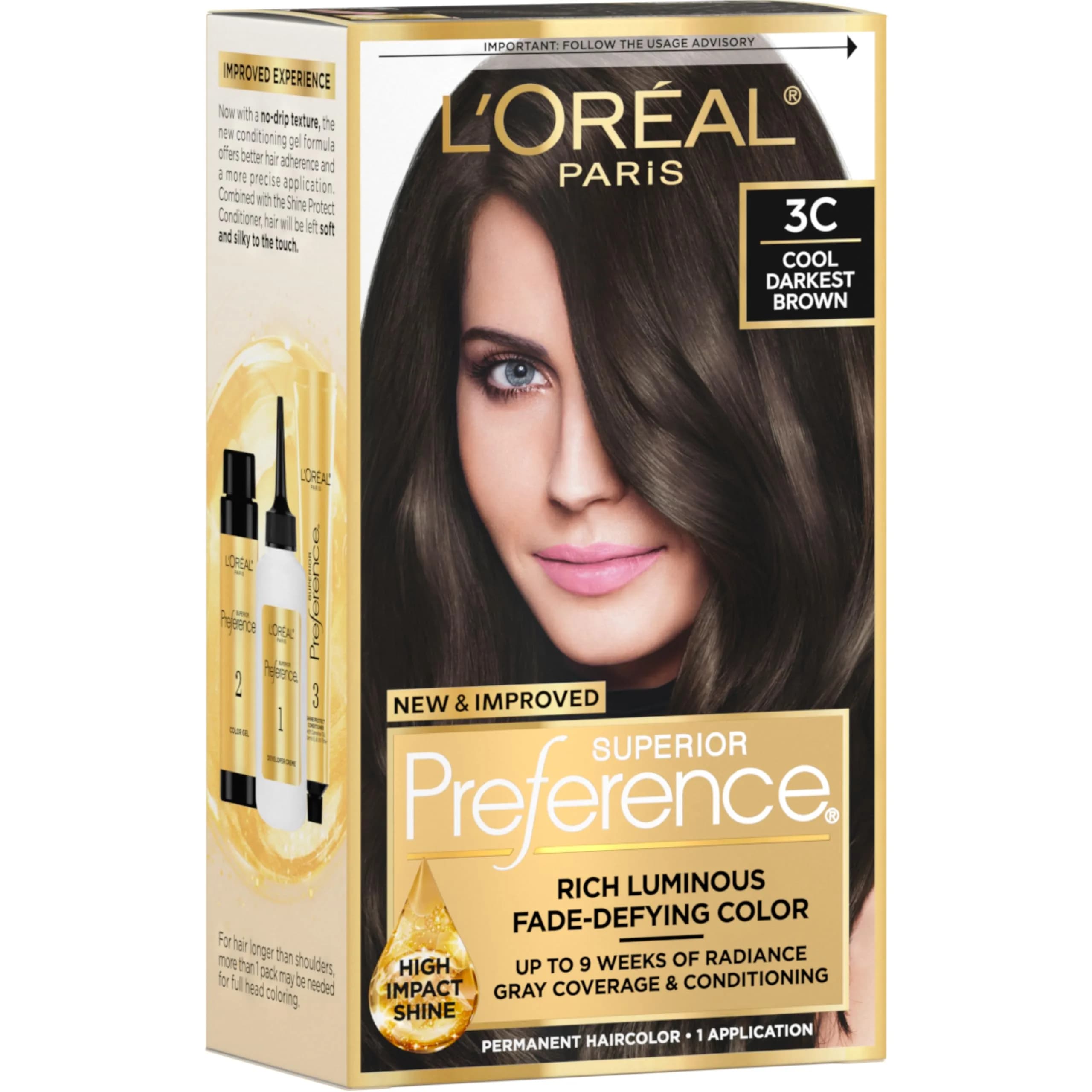 L'Oreal Paris Superior Preference Cool Darkest Brown 3C Permanent Hair Color, 1 Count - main product image