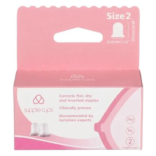 Supple Cups Flat, Shy and Inverted Nipples Solution Size 2 Pink | Clinically Proven Latch Aid thumbnail 1