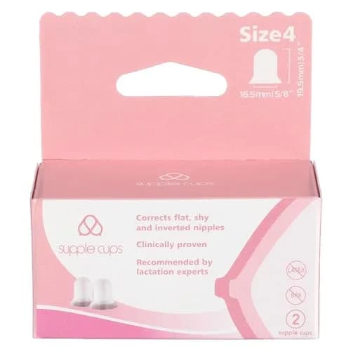 Supple Cups for Flat, Shy and Inverted Nipples (Size 4, 2-Pack) | Clinically Proven Latch Aid thumbnail 1