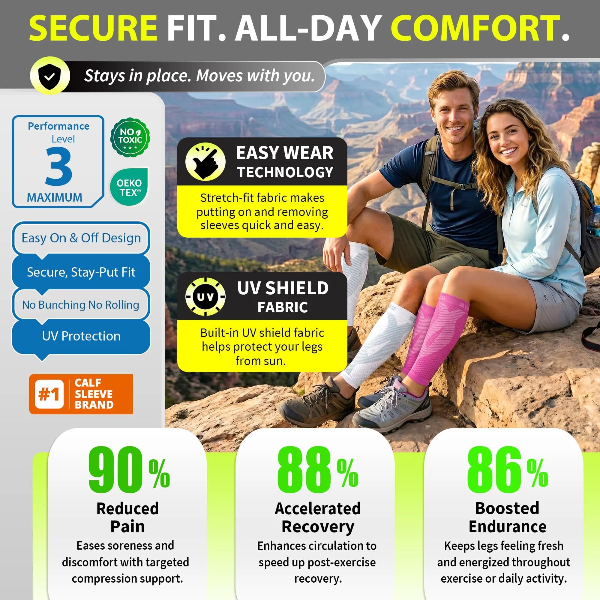 BLITZU Calf Compression Sleeves with Kinesiology Strips for Men & Women, 2.27 kg (5 lb) | FDA Approved Orthopedic Brace - view 5