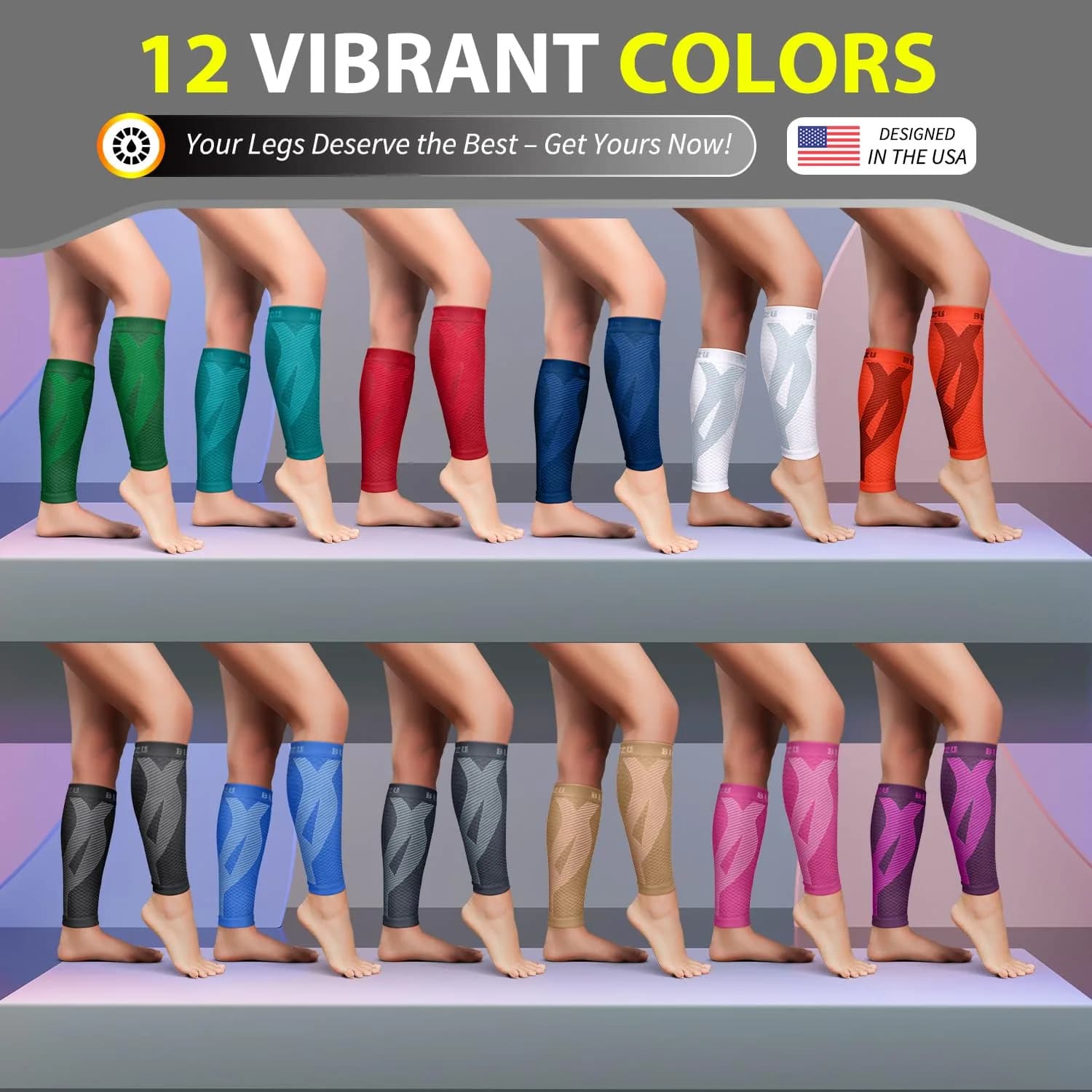 BLITZU Calf Compression Sleeves, Footless Compression Socks for Men & Women, Large/X-Large | FDA Approved Orthopedic Brace - view 9