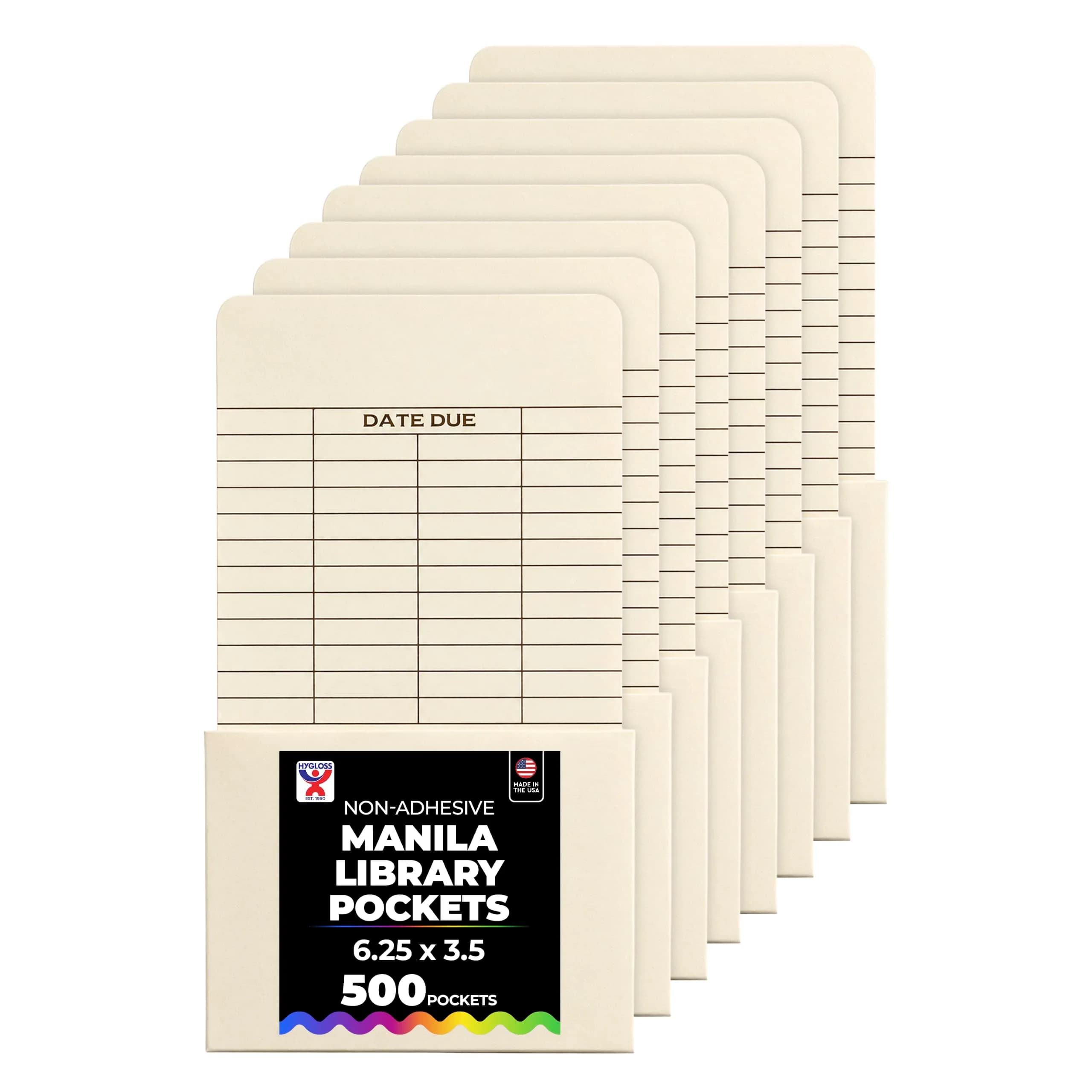 Hygloss Manila Library Pockets – Non-Adhesive Envelopes 4.5 x 3.5 Inches | Durable, Made in USA — 6.25 x 3.5 Inches
