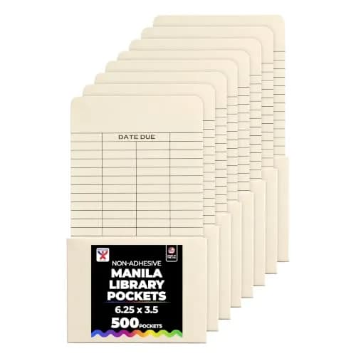 Hygloss Manila Library Pockets – Non-Adhesive Envelope 6.25 x 3.5 Inches | Durable, Made in USA thumbnail 1