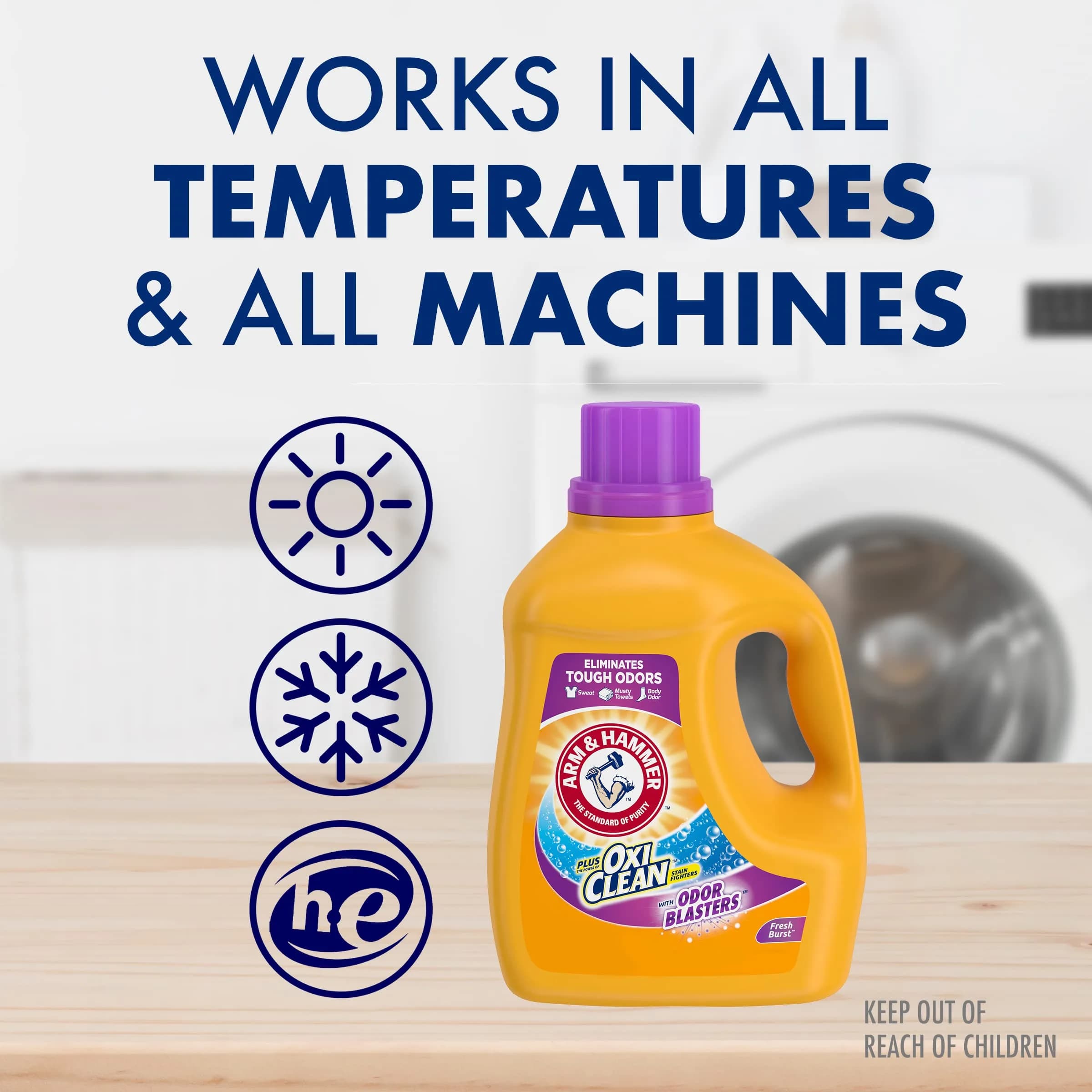 Arm & Hammer Plus OxiClean Odor Blasters Fresh Burst Liquid Laundry Detergent, 70 Loads, 3625ml (122.5 Fl Oz) | USA Import for Indian Homes - view 5