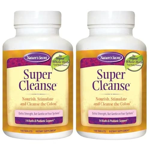 Nature's Secret Super Cleanse Herbal Colon Cleanse & Gut Health 200 Tablets (Pack of 2) | 14 Herbs + Probiotic for Digestive Wellness thumbnail 1