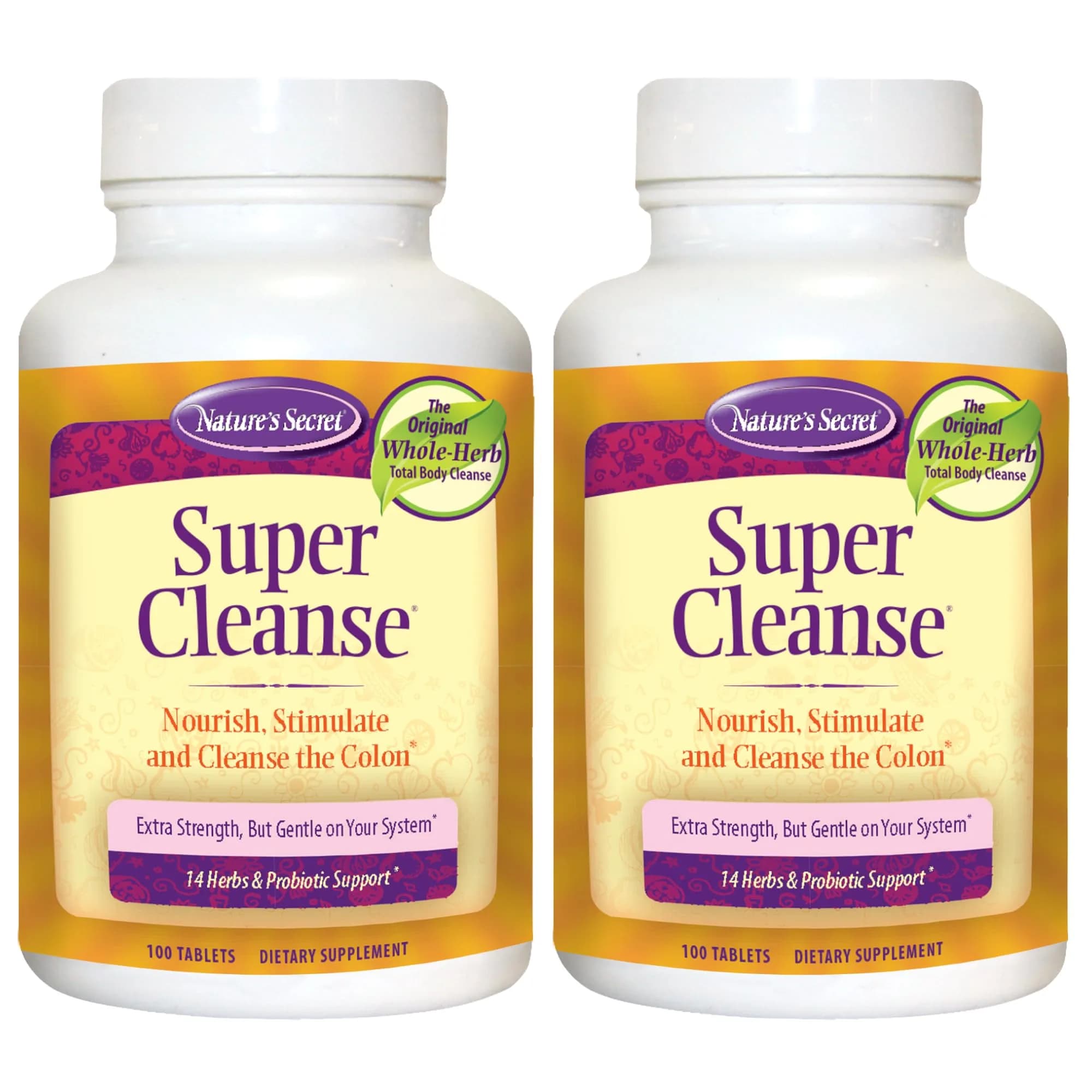 Nature's Secret Super Cleanse Herbal Colon Cleanse & Gut Health 200 Tablets (Pack of 2) | 14 Herbs + Probiotic for Digestive Wellness - main product image