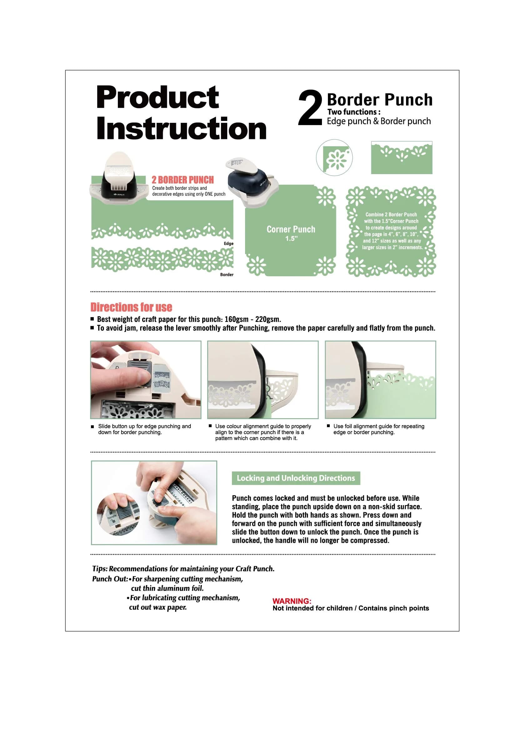 Bira Craft 2-in-1 Border Edge Craft Punch (Rose-2) | 6.5" x 4.13" x 2.75" | Valentine's Day Punch for Scrapbooking - view 3