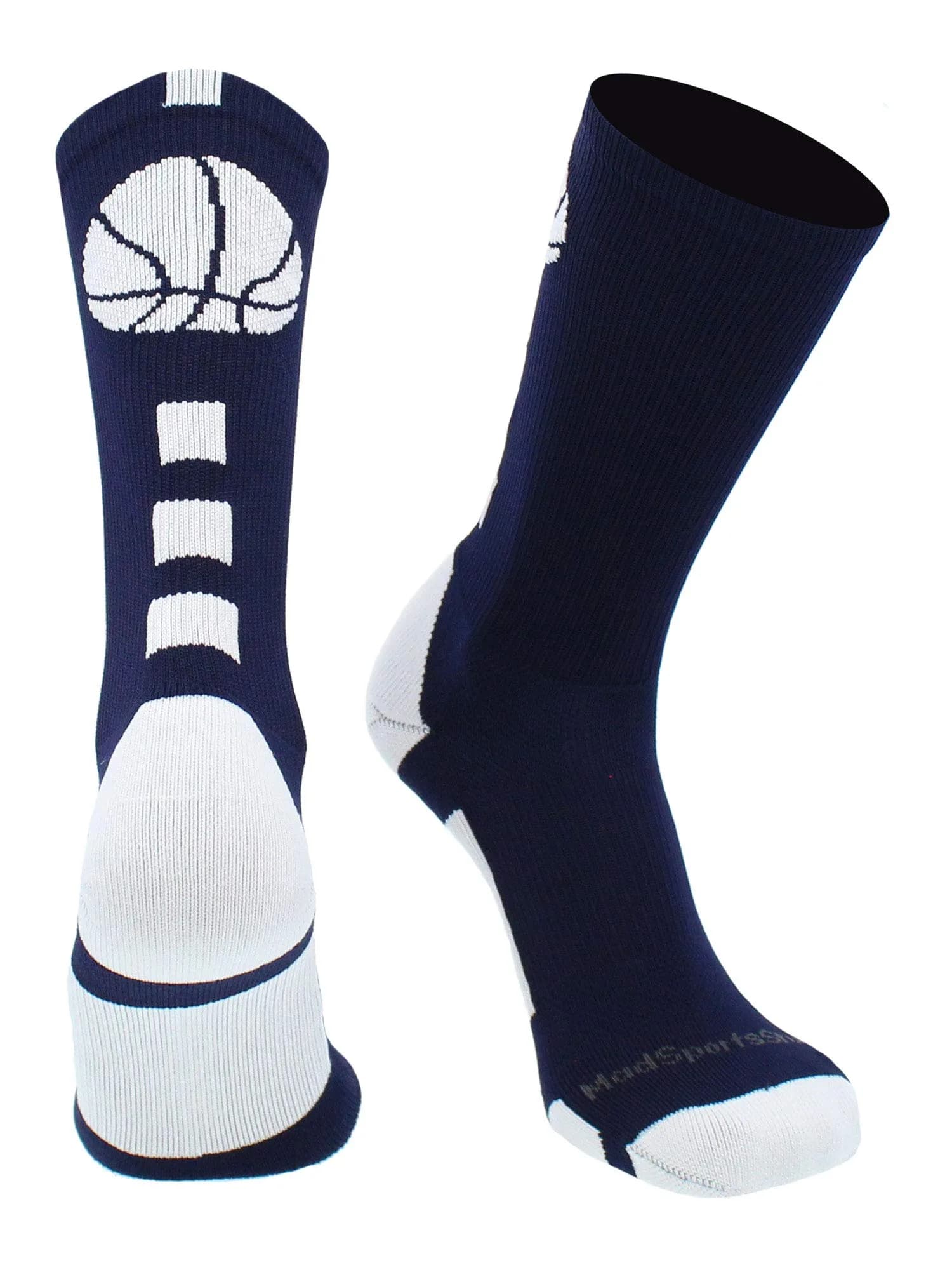 MadSportsStuff Basketball Socks - Youth Team Apparel - Durable Knit - Small, Navy/White | Support for intense play