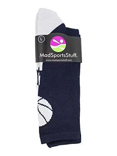 MadSportsStuff Basketball Socks - Youth Team Apparel - Durable Knit - Small, Navy/White | Support for intense play thumbnail 4