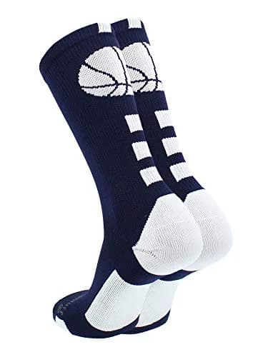 MadSportsStuff Basketball Socks - Youth Team Apparel - Durable Knit - Small, Navy/White | Support for intense play thumbnail 3