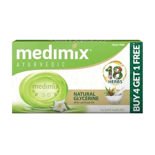 Medimix Ayurvedic Glycerine Soap 125g | All Skin Types, Daily Use, 4+1 Pack thumbnail 1