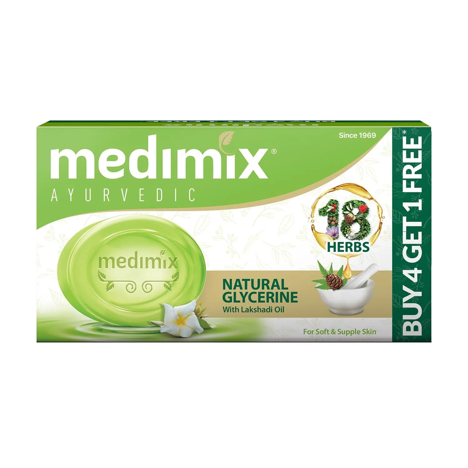 Medimix Ayurvedic Glycerine Soap 125g | All Skin Types, Daily Use, 4+1 Pack — Multi