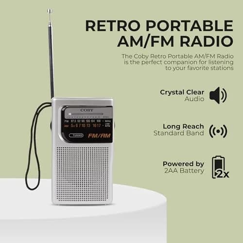 Coby Portable AM FM Radio, Transistor Radio, 800 Hour Battery | Clear Reception & Compact Design thumbnail 2