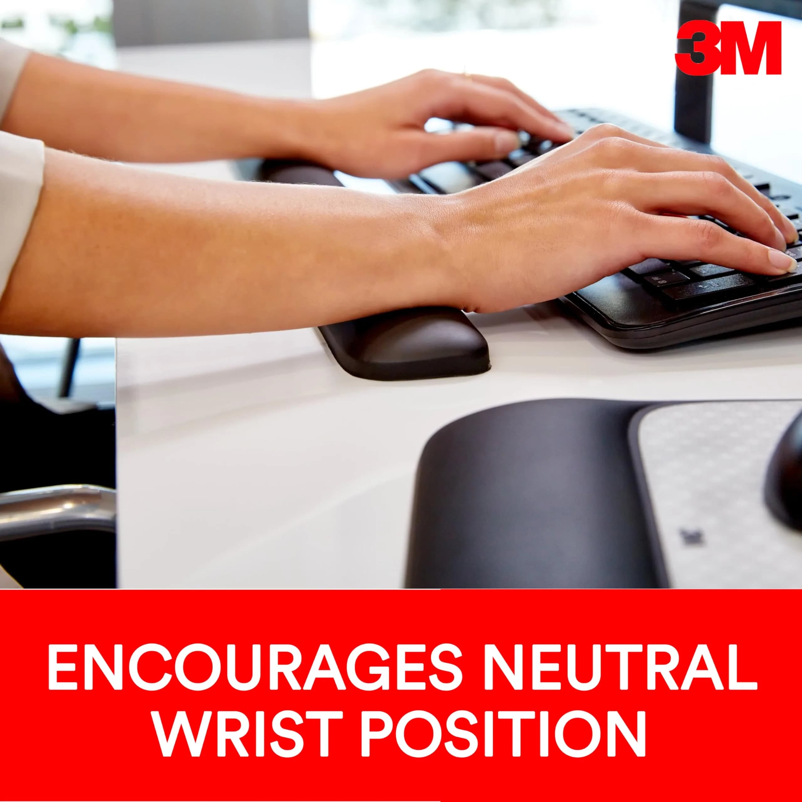 3M Gel Wrist Rest for Keyboards, 48.26 cm (19 in.) | Ergonomic Support for All Day Comfort - view 2