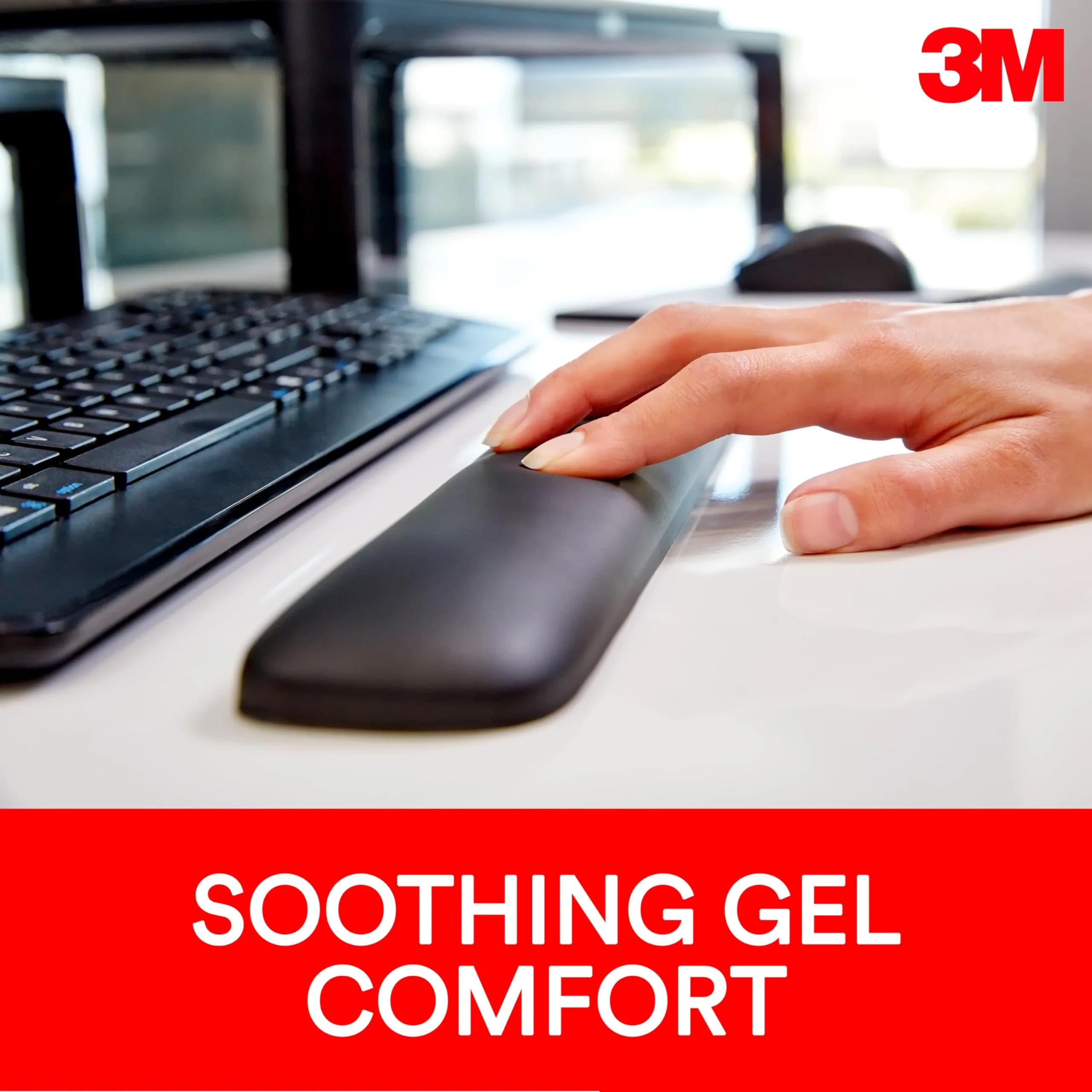 3M Gel Wrist Rest for Keyboards, 48.26 cm (19 in.) | Ergonomic Support for All Day Comfort - view 3