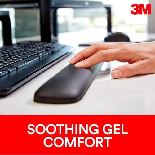 3M Gel Wrist Rest for Keyboards, 48.26 cm (19 in.) | Ergonomic Support for All Day Comfort thumbnail 3