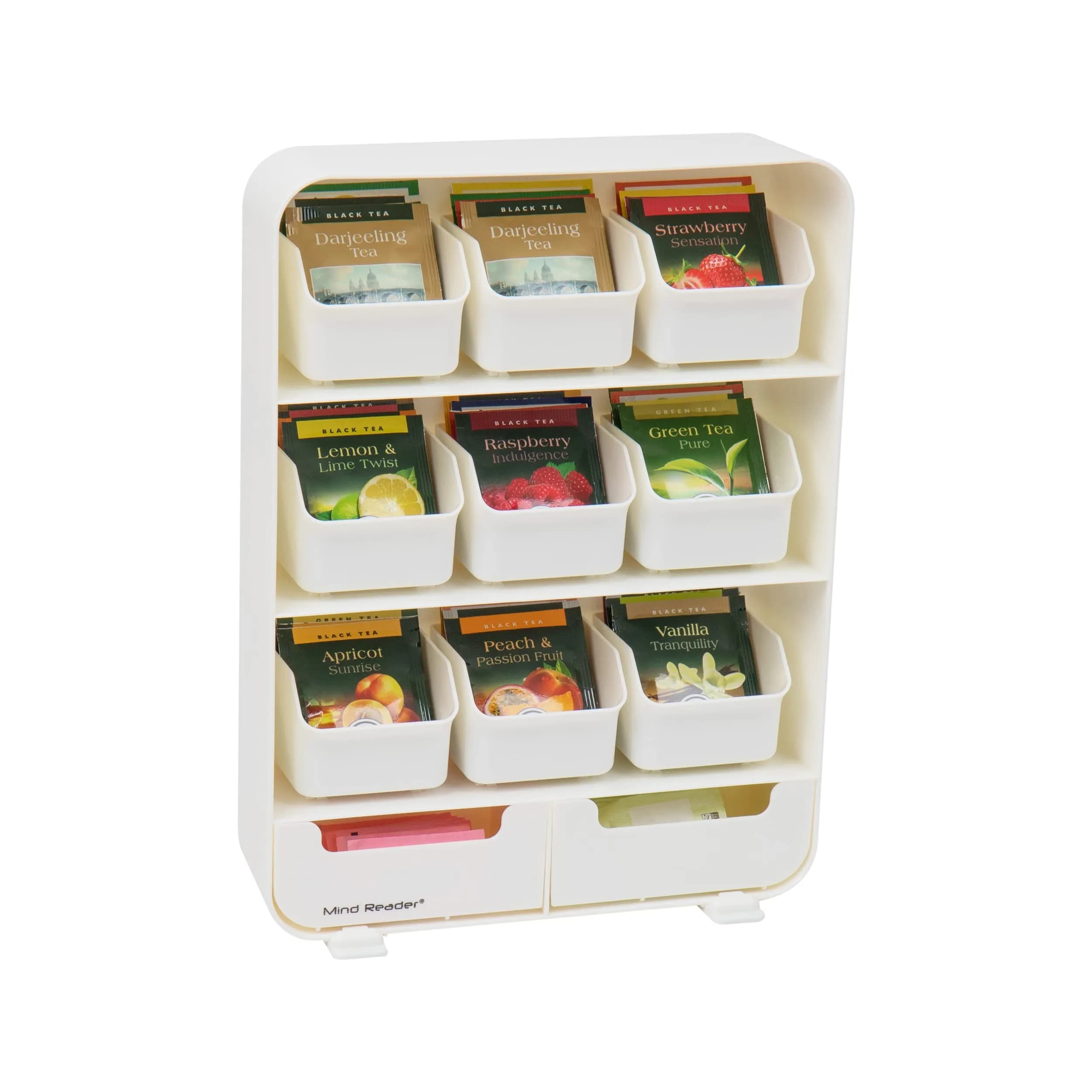 Mind Reader 11-Drawer Tea Bag Organizer Station | 26cm L x 8.25cm W x 35cm H - main product image
