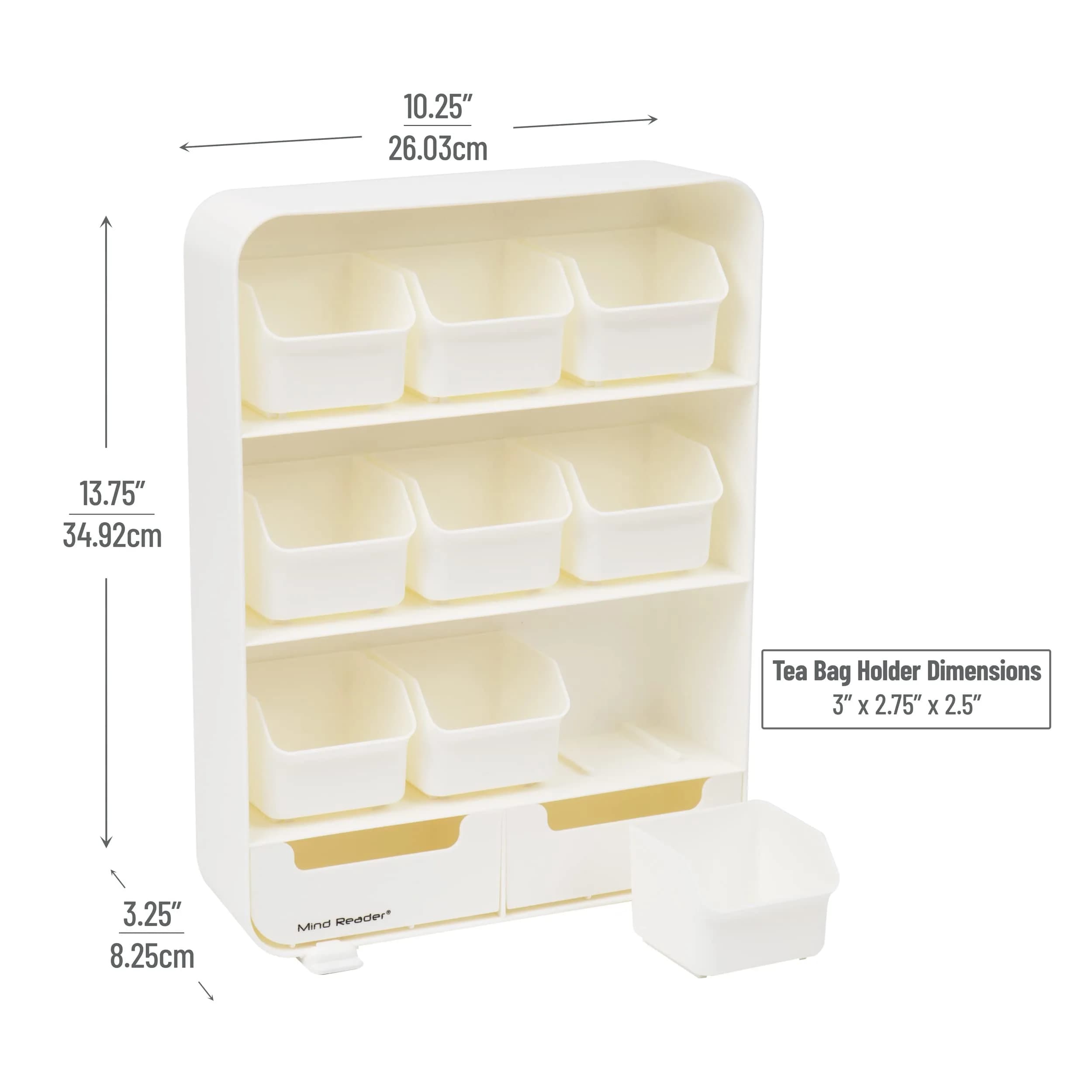 Mind Reader 11-Drawer Tea Bag Organizer Station | 26cm L x 8.25cm W x 35cm H - view 3