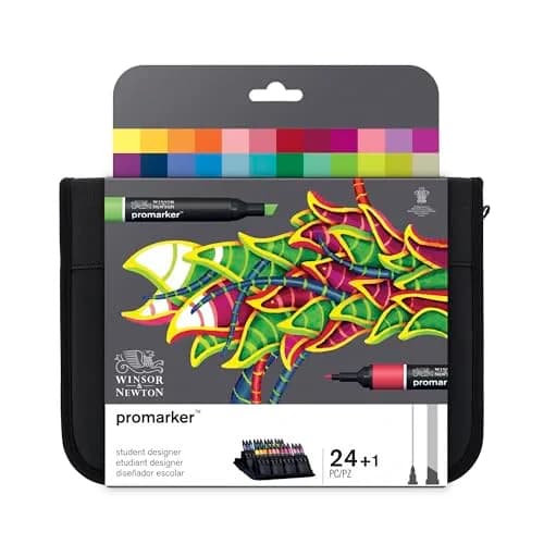 Winsor & Newton ProMarker Set, 24 Count, Student Designer Wallet | Alcohol-Based Ink Markers for Drawing & Illustration thumbnail 1