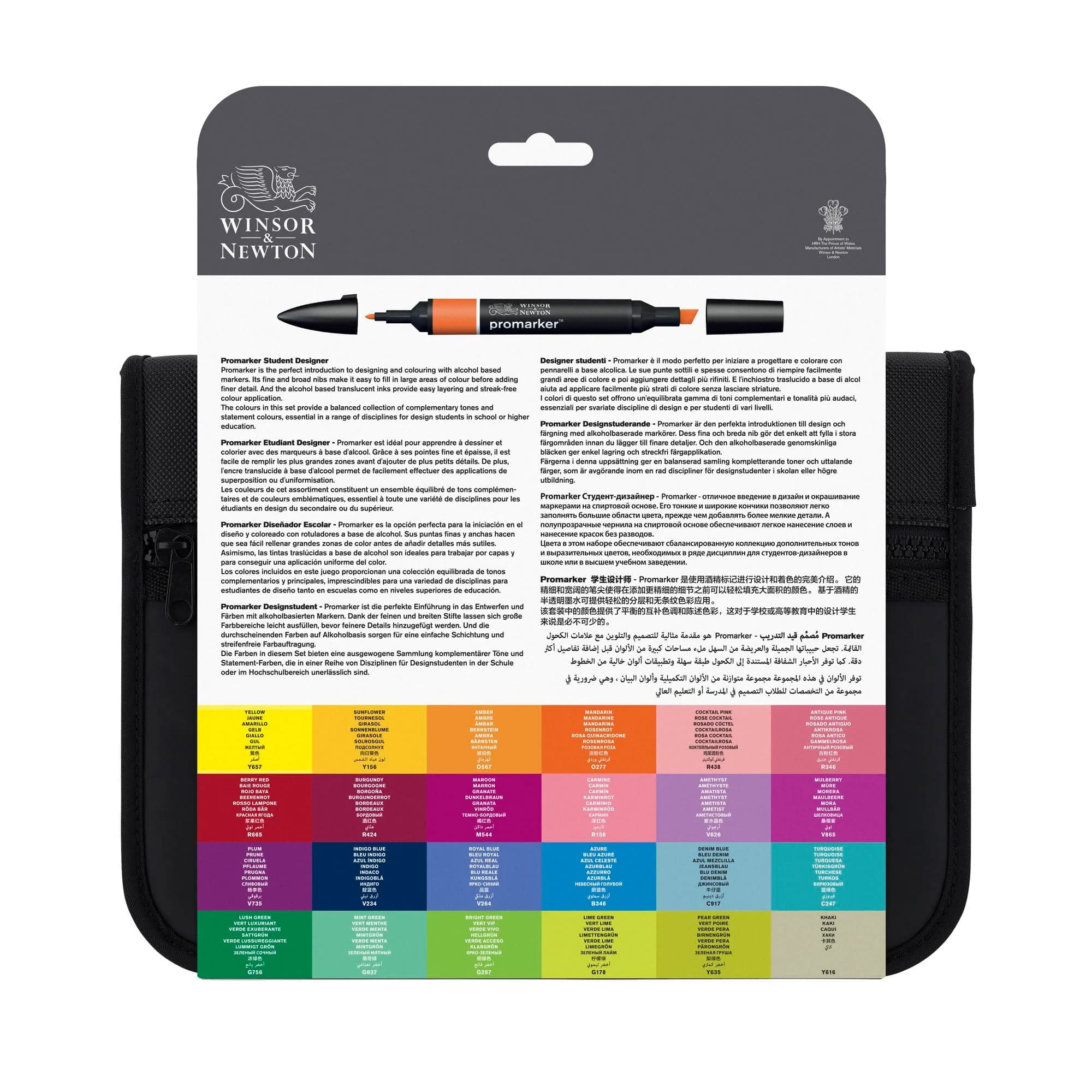 Winsor & Newton ProMarker Set, 24 Count, Student Designer Wallet | Alcohol-Based Ink Markers for Drawing & Illustration - view 2