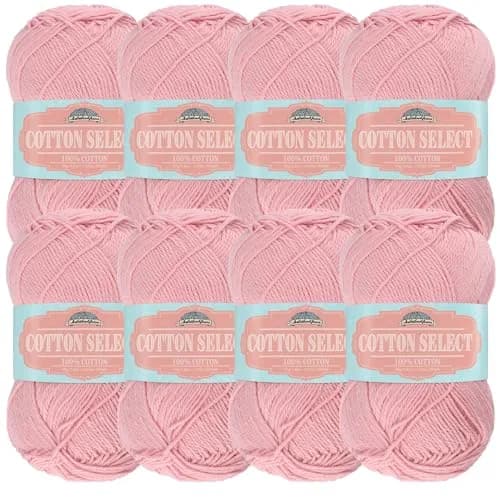 BambooMN JubileeYarn Cotton Select Yarn - Marina Pink | 8 Skeins, Sport Weight, Soft Cotton thumbnail 1