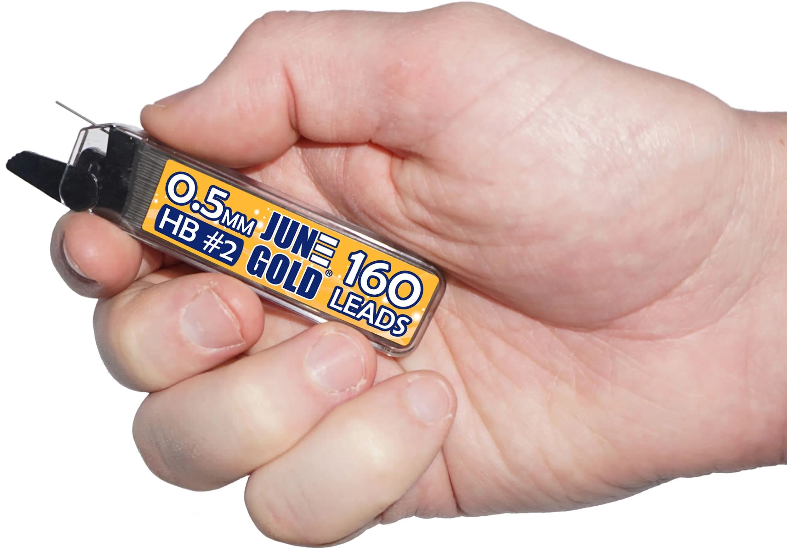 June Gold 0.5mm HB Graphite Lead Refills, 120mm Length, Break Resistant (18 Count) - view 2