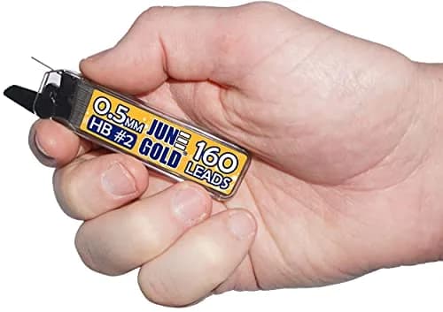 June Gold 0.5mm HB Graphite Lead Refills, 120mm Length, Break Resistant (18 Count) thumbnail 2
