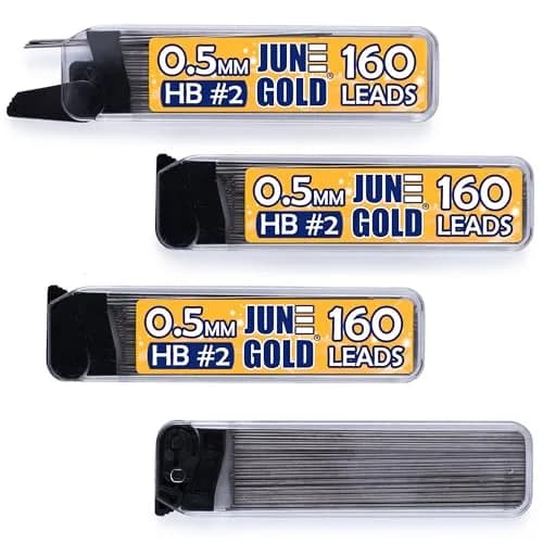 June Gold 5.6 mm 2B Lead Refills, 120 mm Length, 18 Count | Smooth Writing, Break Resistant — Hb Graphite / 0.5 mm