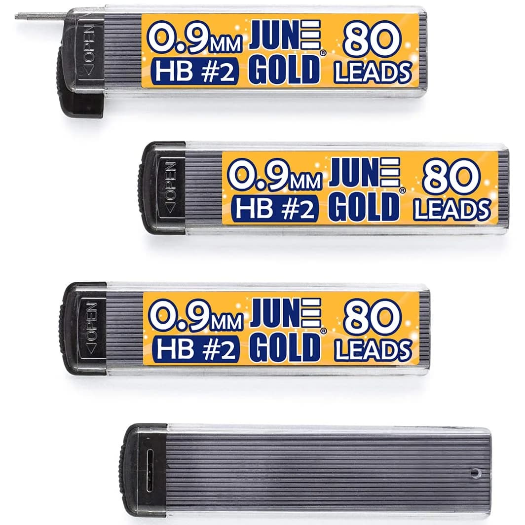 June Gold 5.6 mm 2B Lead Refills, 120 mm Length, 18 Count | Smooth Writing, Break Resistant - main product image