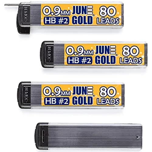 June Gold 5.6 mm 2B Lead Refills, 120 mm Length, 18 Count | Smooth Writing, Break Resistant — Hb Graphite / 0.9 mm