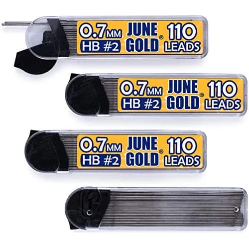 June Gold 0.7 mm HB #2 Mechanical Pencil Lead Refills, 440 Pieces (110 per Dispenser) | Smooth, Break-Resistant Graphite thumbnail 1