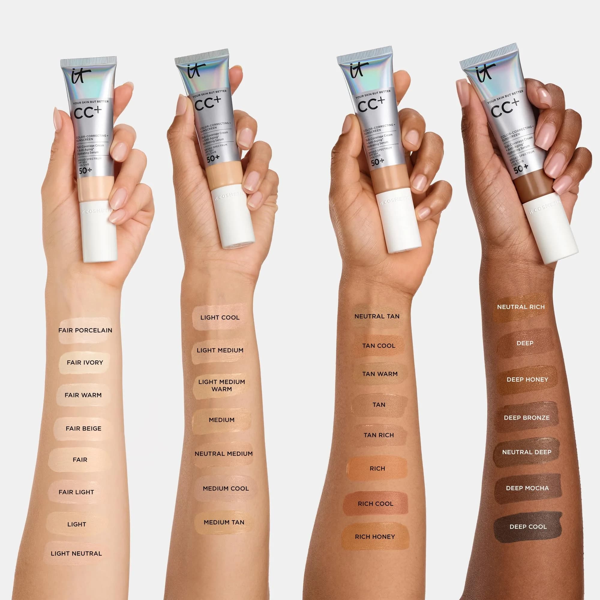 IT Cosmetics CC+ Cream SPF 50+ Tan (N) 12ml (0.4 fl oz) | Full Coverage Foundation with Anti-Aging Serum - view 6