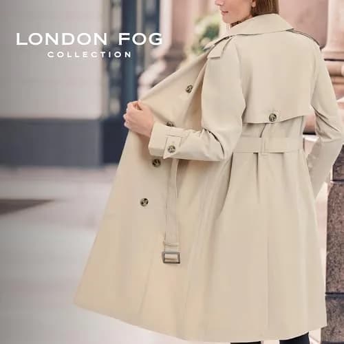 London Fog Women's 3/4 Length Double-Breasted Trench Coat with Belt, Stone, Large | Windproof & Water-Resistant thumbnail 6