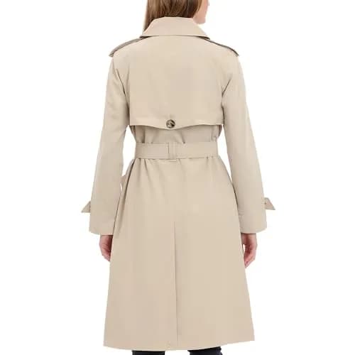 London Fog Women's 3/4 Length Double-Breasted Trench Coat with Belt, Stone, Small | Windproof & Water-Resistant thumbnail 7